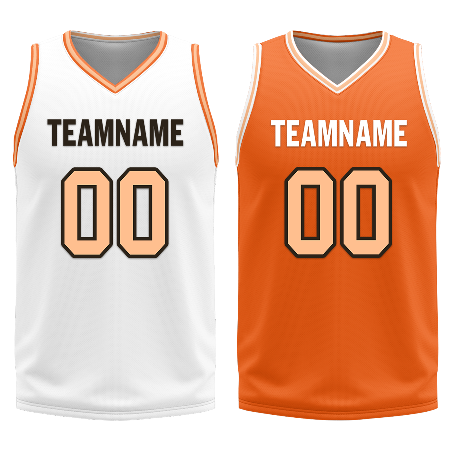 Custom White Orange Classic Style Reversible Basketball Uniform Personalized Ordinary BBJR-D017052