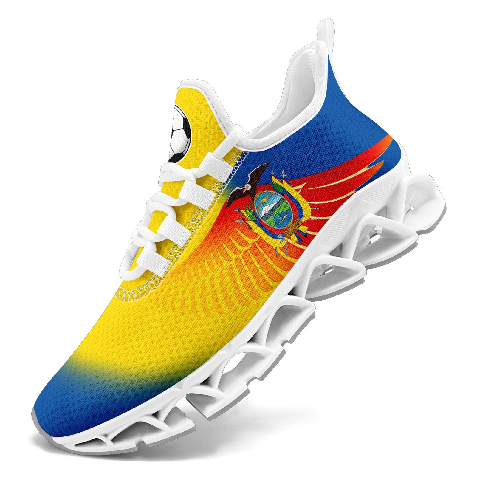 Custom Ecuador 2026 World Cup Sneakers DIY Country Flag Running Shoes Lightweight Sport Shoes Gift for Football Fans Personalized Team Name and Logo FN003XD-F009092-2