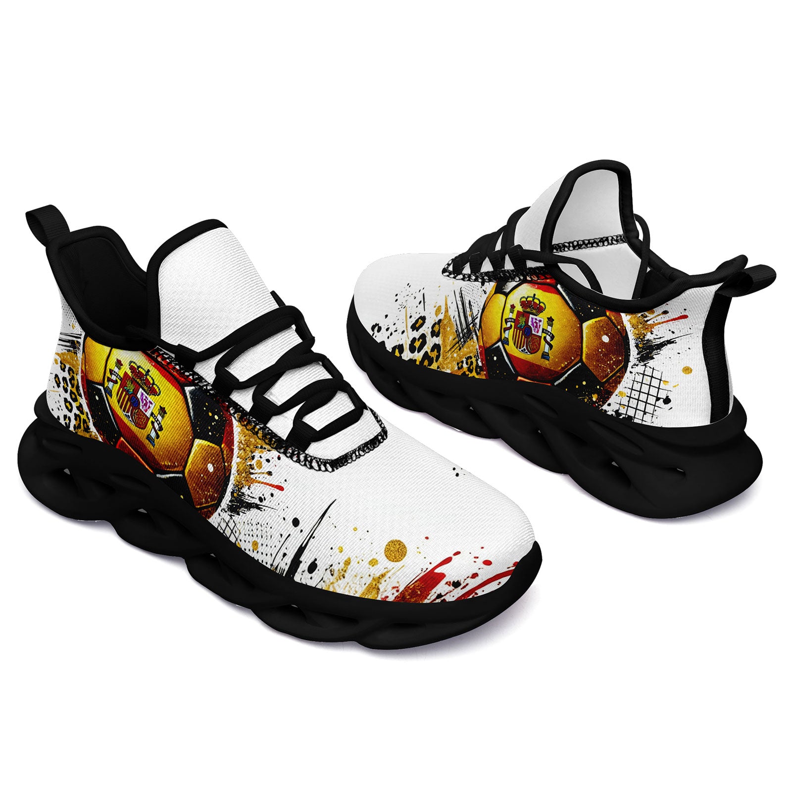 Custom Spain 2026 World Cup Sneakers DIY Country Flag Running Shoes Lightweight Sport Shoes Gift for Football Fans Personalized Team Name and Logo FN003-F025036-4