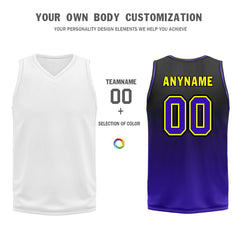 Custom Black Purple Los Angeles City Edition Personalized Reversible Basketball Set Sports Basketball Jersey BBJ01R-D0610-14