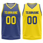 Custom Blue Yellow Classic Style Reversible Basketball Uniform Personalized Ordinary BBJR-D017003