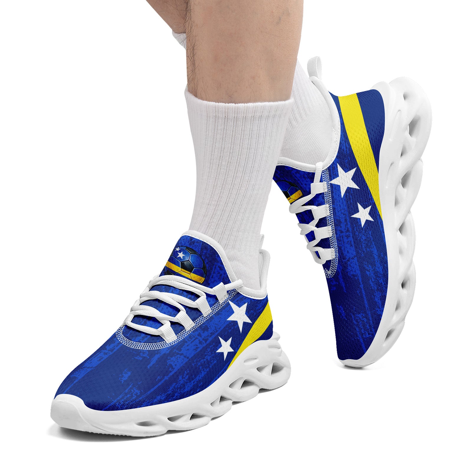 Custom Curaçao 2026 World Cup Sneakers DIY Country Flag Running Shoes Lightweight Sport Shoes Gift for Football Fans Personalized Team Name and Logo FN003-F009074-2