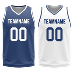 Custom Blue White Classic Style Reversible Basketball Uniform Personalized COOLMAX BBJR-D017053