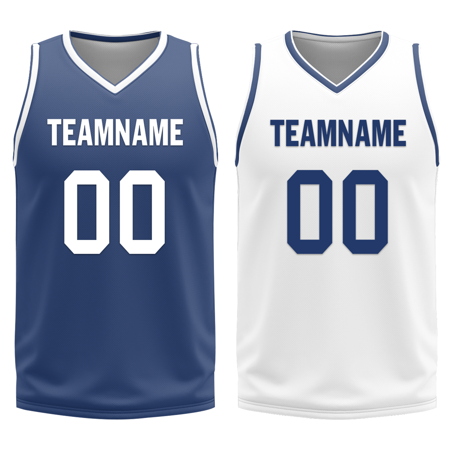 Custom Blue White Classic Style Reversible Basketball Uniform Personalized COOLMAX BBJR-D017053