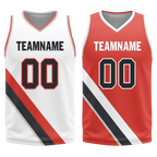 Custom White Red Classic Style Reversible Basketball Uniform Personalized COOLMAX BBJR-D017037