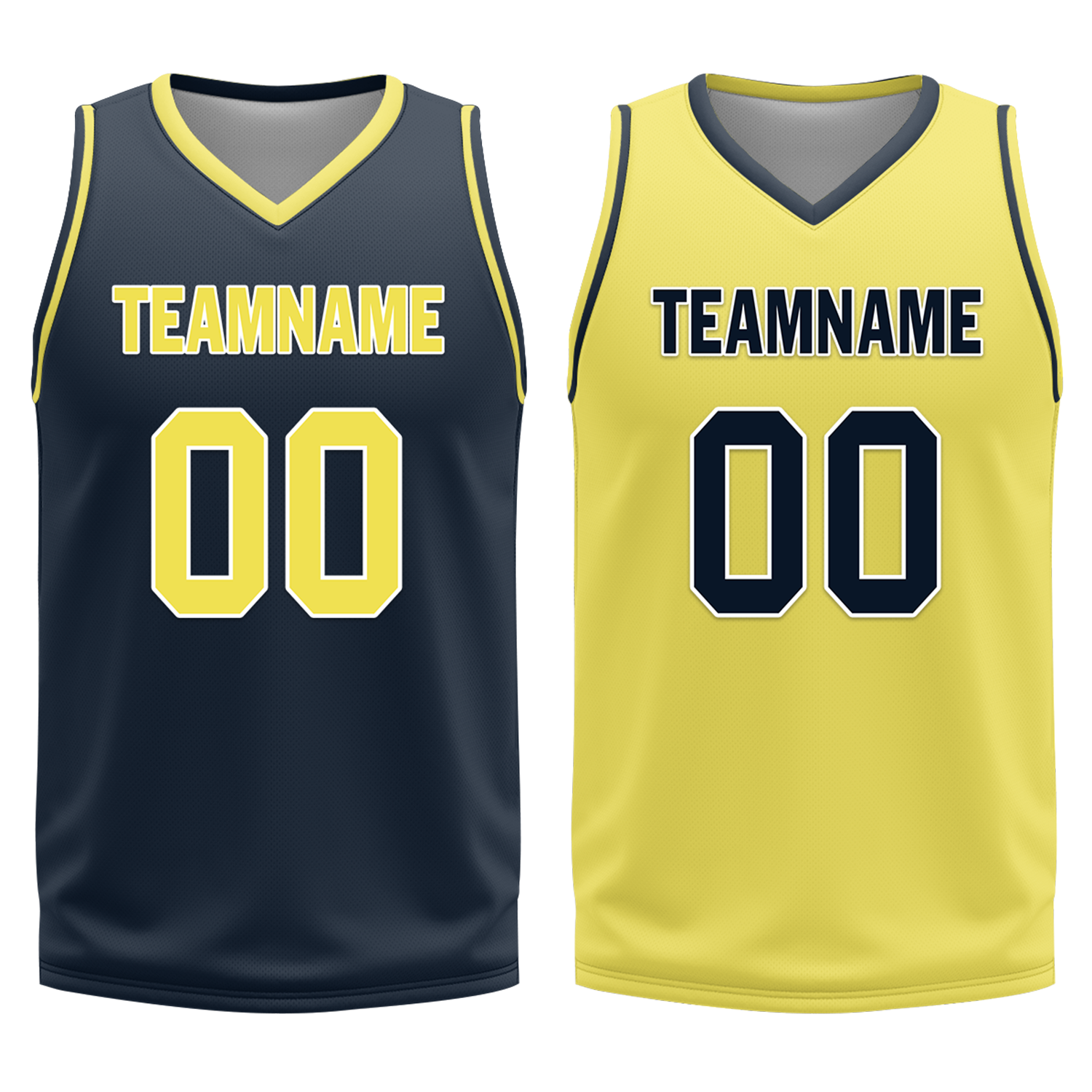 Custom Blue Yellow Classic Style Reversible Basketball Uniform Personalized Ordinary BBJR-D017059
