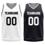 Custom White Black Classic Style Reversible Basketball Uniform Personalized COOLMAX BBJR-D017051
