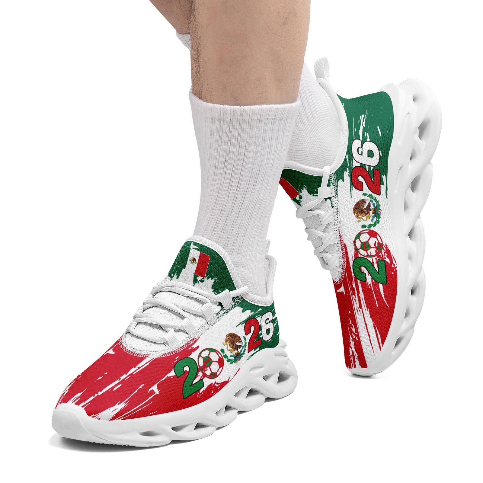 Custom 2026 World Cup Mexico Sneakers DIY Country Flag Running Shoes Lightweight Sport Shoes Gift for Football Fans Personalized Team Name and Logo FN003-F023045-1