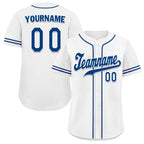 Custom White & Blue Embroidered Baseball Jersey