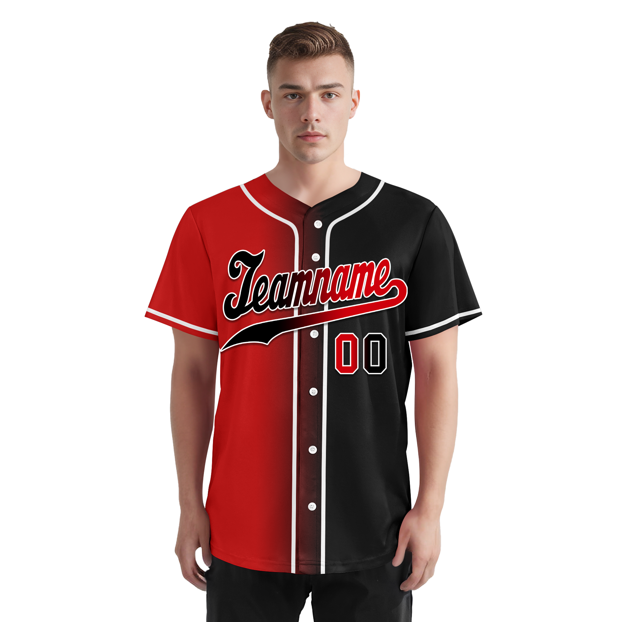 Custom Red Black Gradient Fashion Personalized Authentic Baseball Jersey BSBJ01-D0a707a