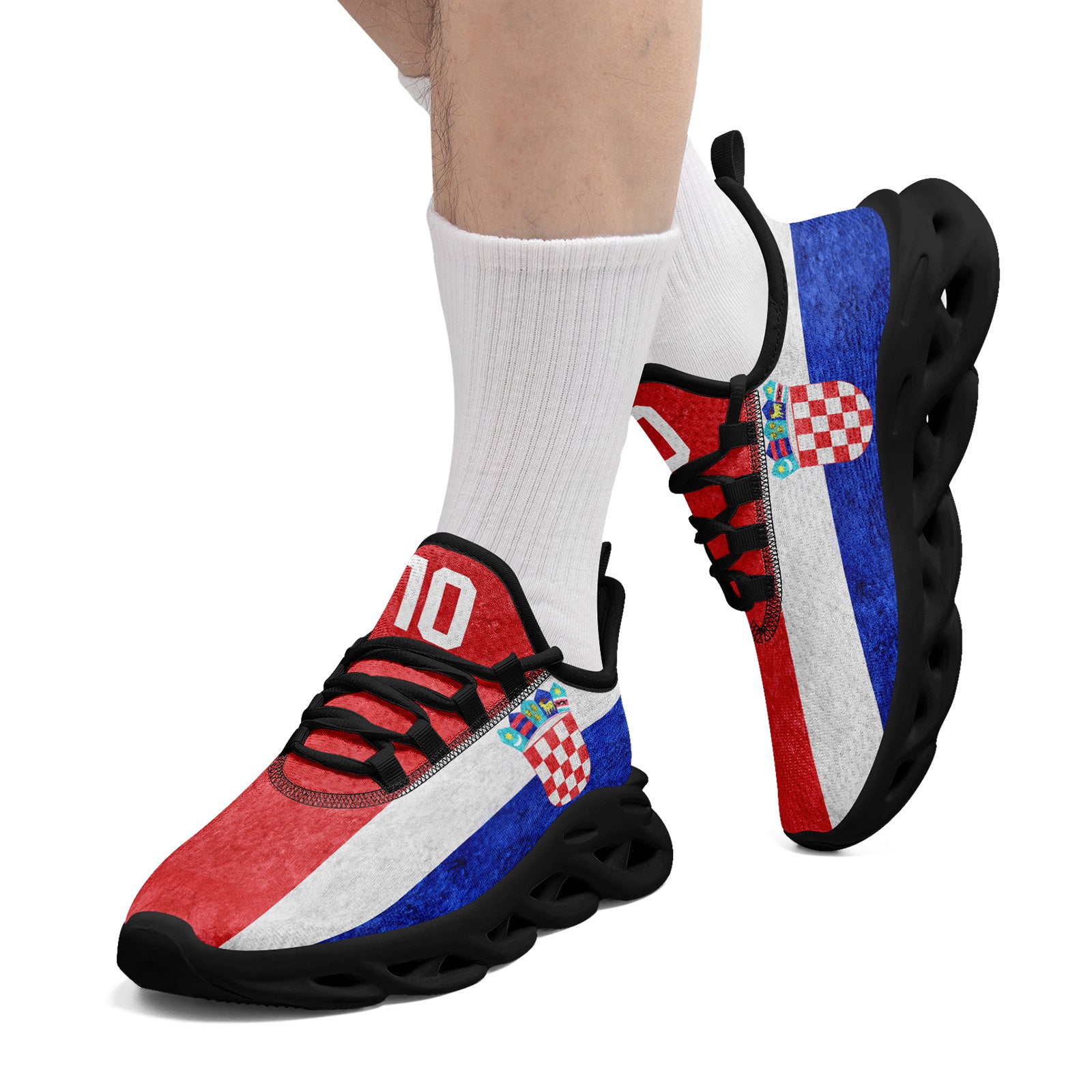 Custom Croatia 2026 World Cup Sneakers DIY Country Flag Running Shoes Lightweight Sport Shoes Gift for Football Fans Personalized Team Name and Logo FN003-F009104-2