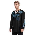 Custom Black Light Blue Gothic Personalized Hockey Jersey HCKJ01-E0601-10