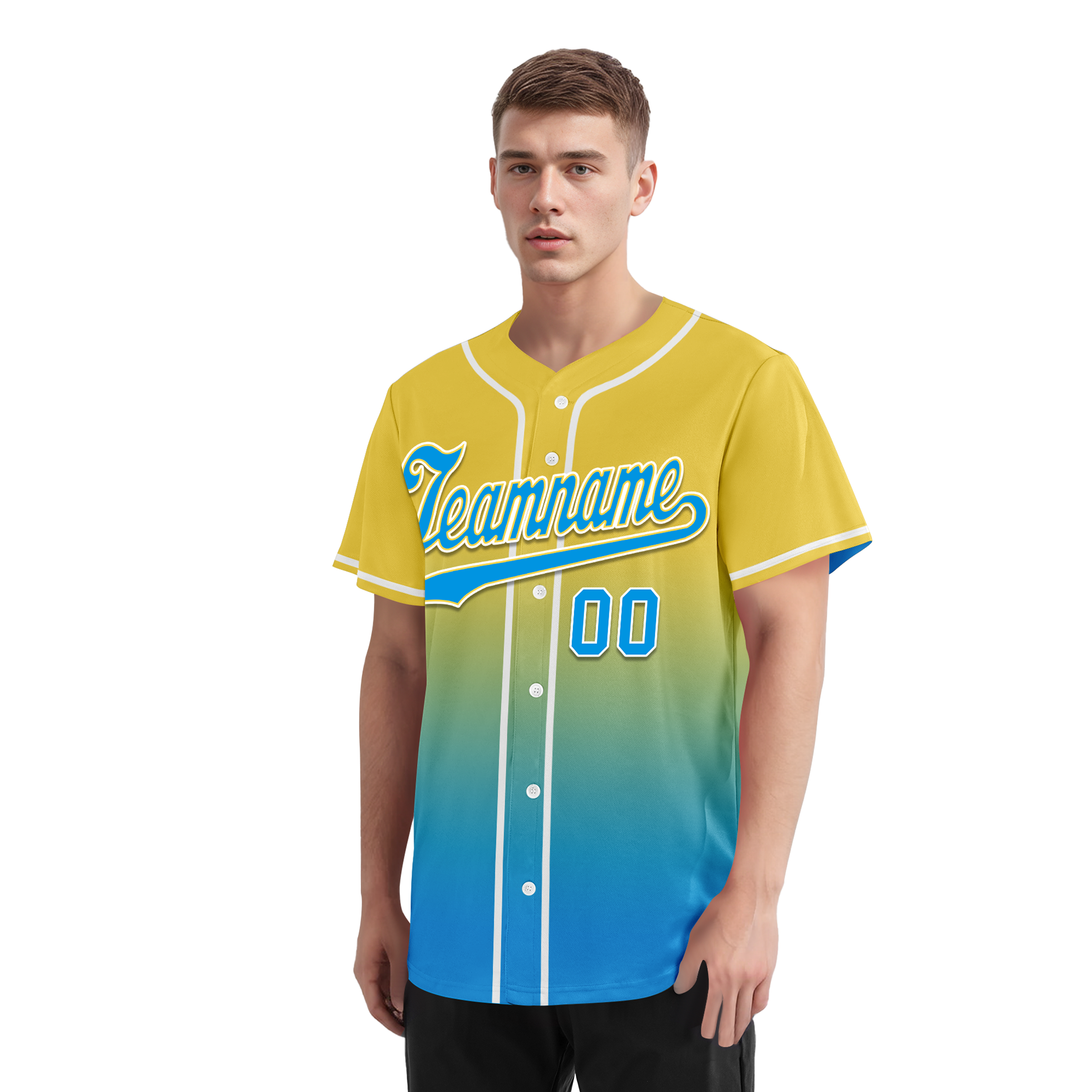 Custom Yellow Blue Fade Fashion Personalized Authentic Baseball Jersey BSBJ01-D0a70fc