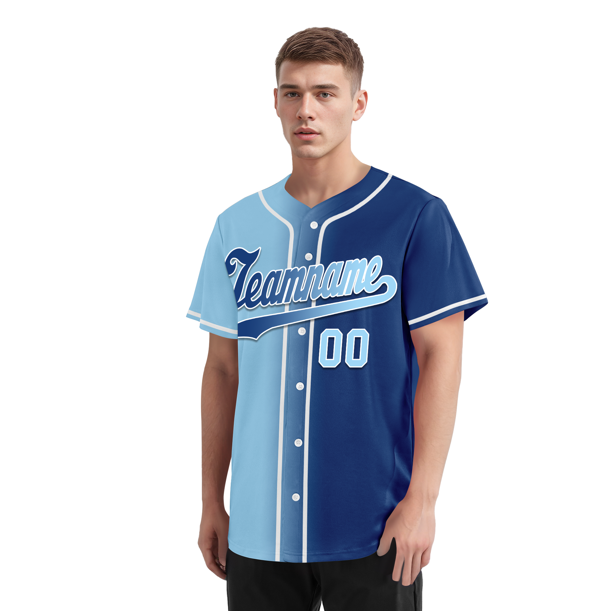 Custom Blue Gradient Fashion Personalized Authentic Baseball Jersey BSBJ01-D0a7078
