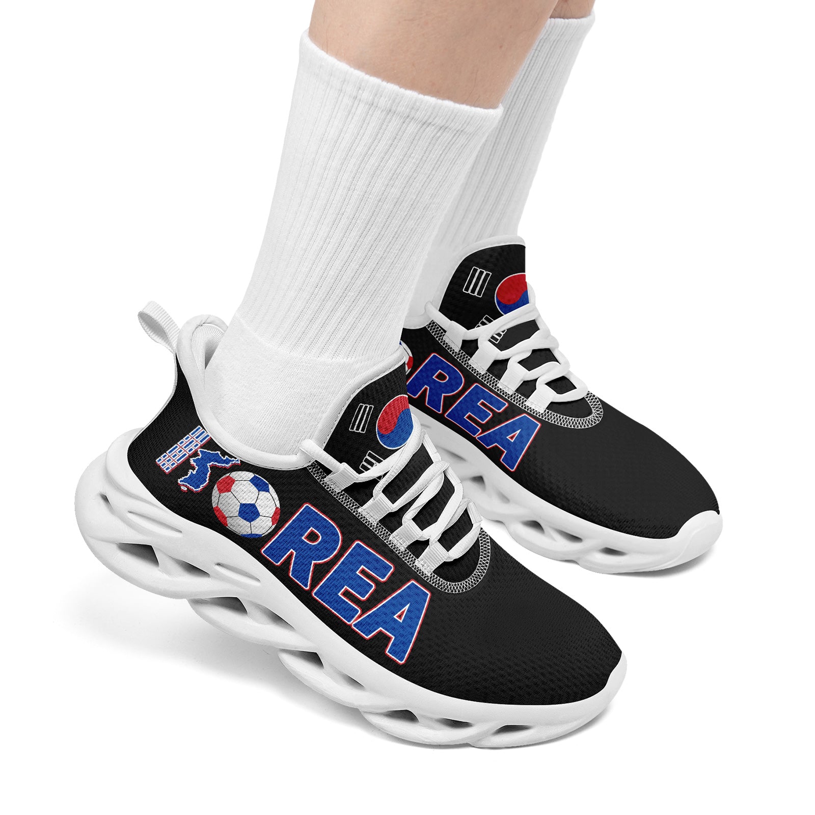 Custom South Korea 2026 World Cup Sneakers DIY Country Flag Running Shoes Lightweight Sport Shoes Gift for Football Fans Personalized Team Name and Logo FN003-F009054-2