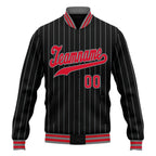 Custom Black Navy Stripe Fashion Jacket Bomber Full-Snap Varsity Letterman Personalized Jacket FZ005-D020219-27