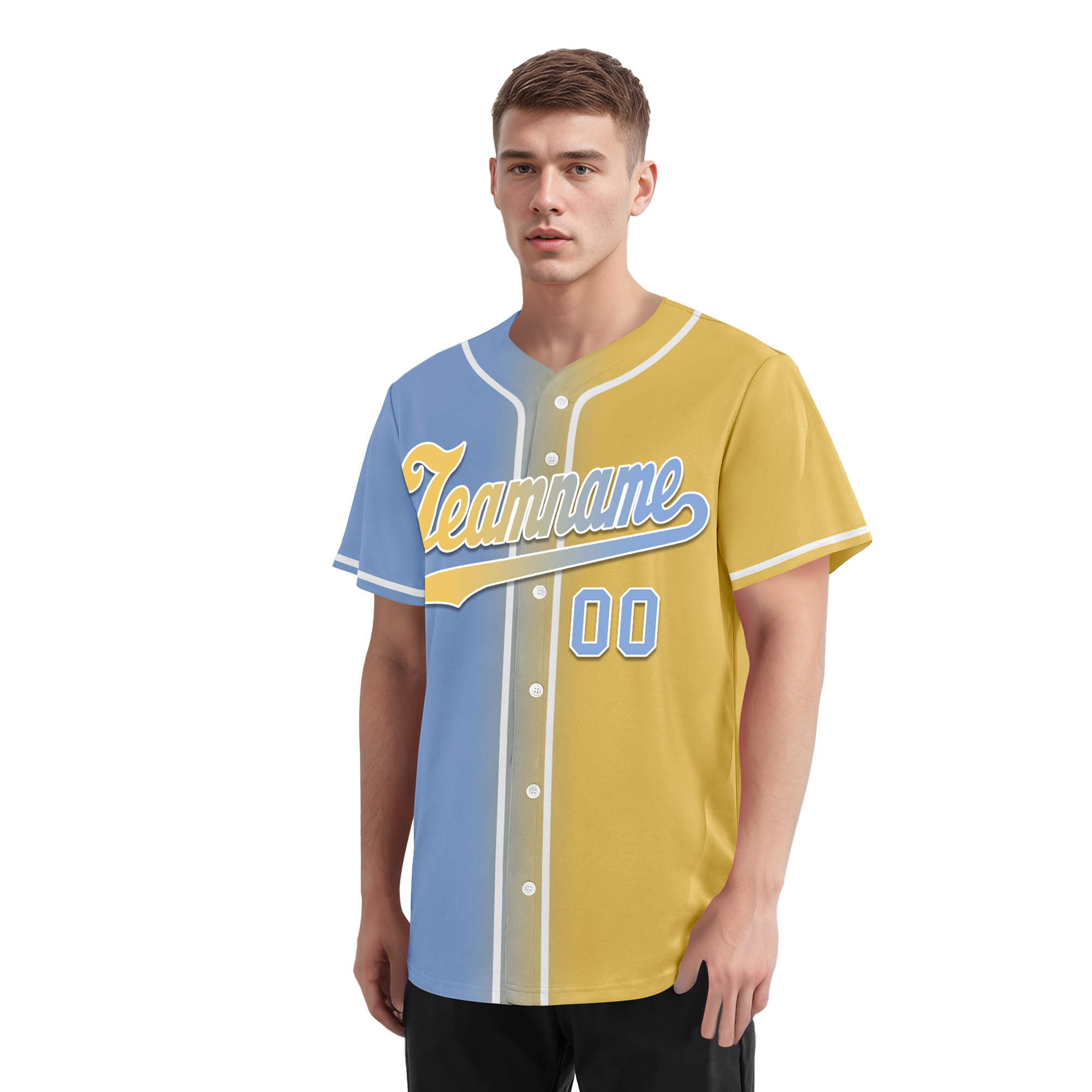 Custom Blue Yellow Gradient Fashion Personalized Authentic Baseball Jersey BSBJ01-D0a7079