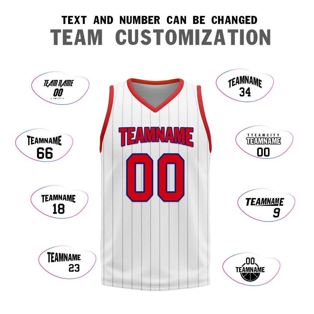 Custom White Red Black New York City Edition Personalized Reversible Basketball Set Sports Basketball Jersey BBJ01R-D0610-20