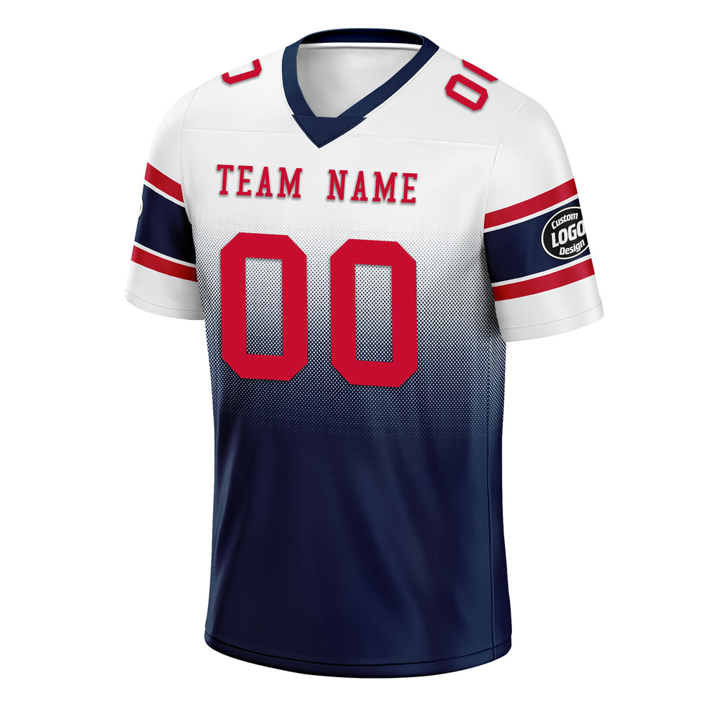 Custom White Blue New England Personalized Authentic Football Jersey FBJ02-D020249-26