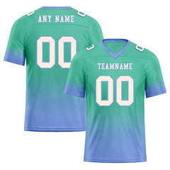 Custom Mint Green Blue Fade Fashion Personalized Authentic Football Jersey FBJ02-D06105