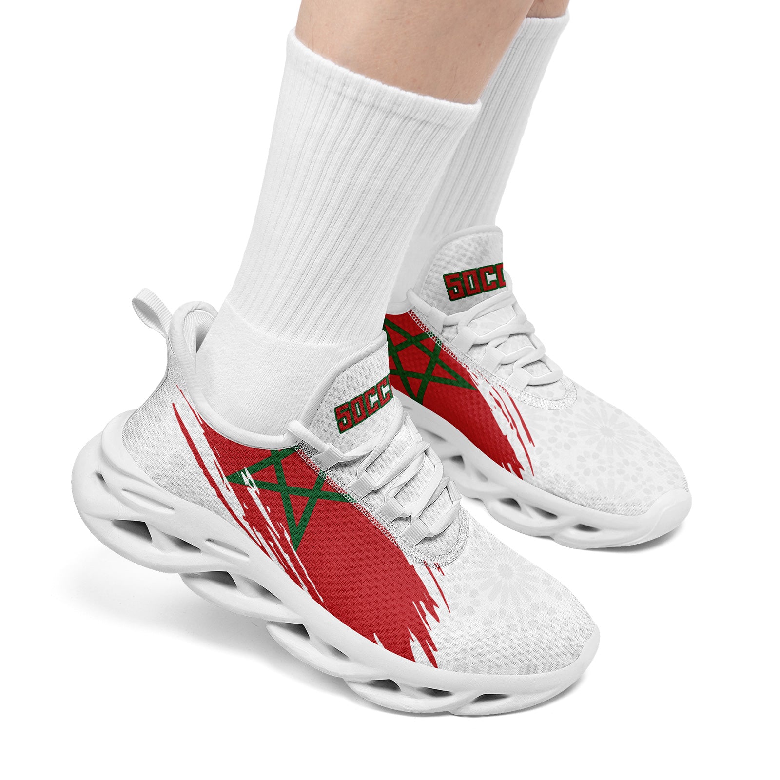 Custom Morocco 2026 World Cup Sneakers DIY Country Flag Running Shoes Lightweight Sport Shoes Gift for Football Fans Personalized Team Name and Logo FN003-F009073-5