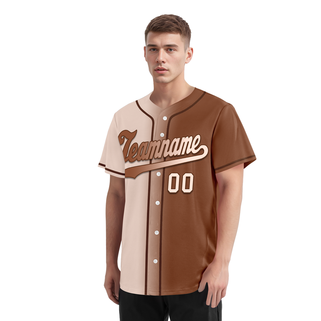 Custom Beige Brown Gradient Fashion Personalized Authentic Baseball Jersey BSBJ01-D0a708e
