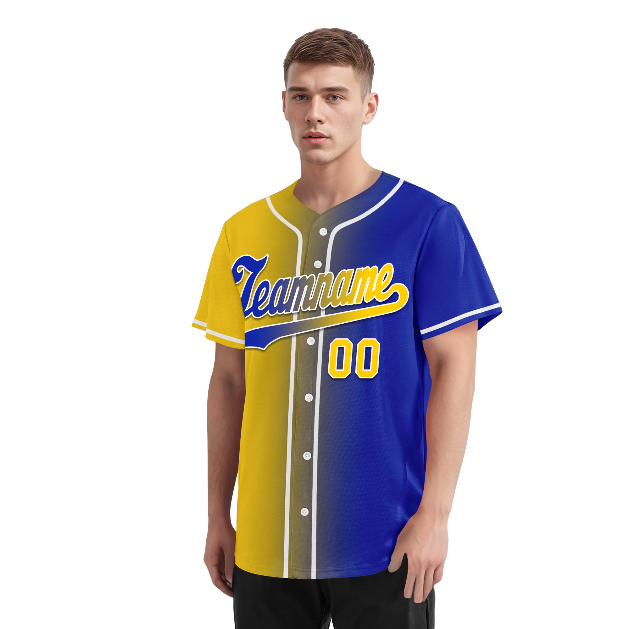 Custom Yellow Blue Gradient Fashion Personalized Authentic Baseball Jersey BSBJ01-D0a7098