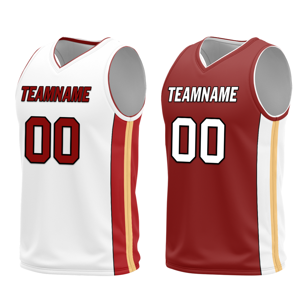 Custom White Red Classic Style Reversible Basketball Uniform Personalized Ordinary BBJR-D017017