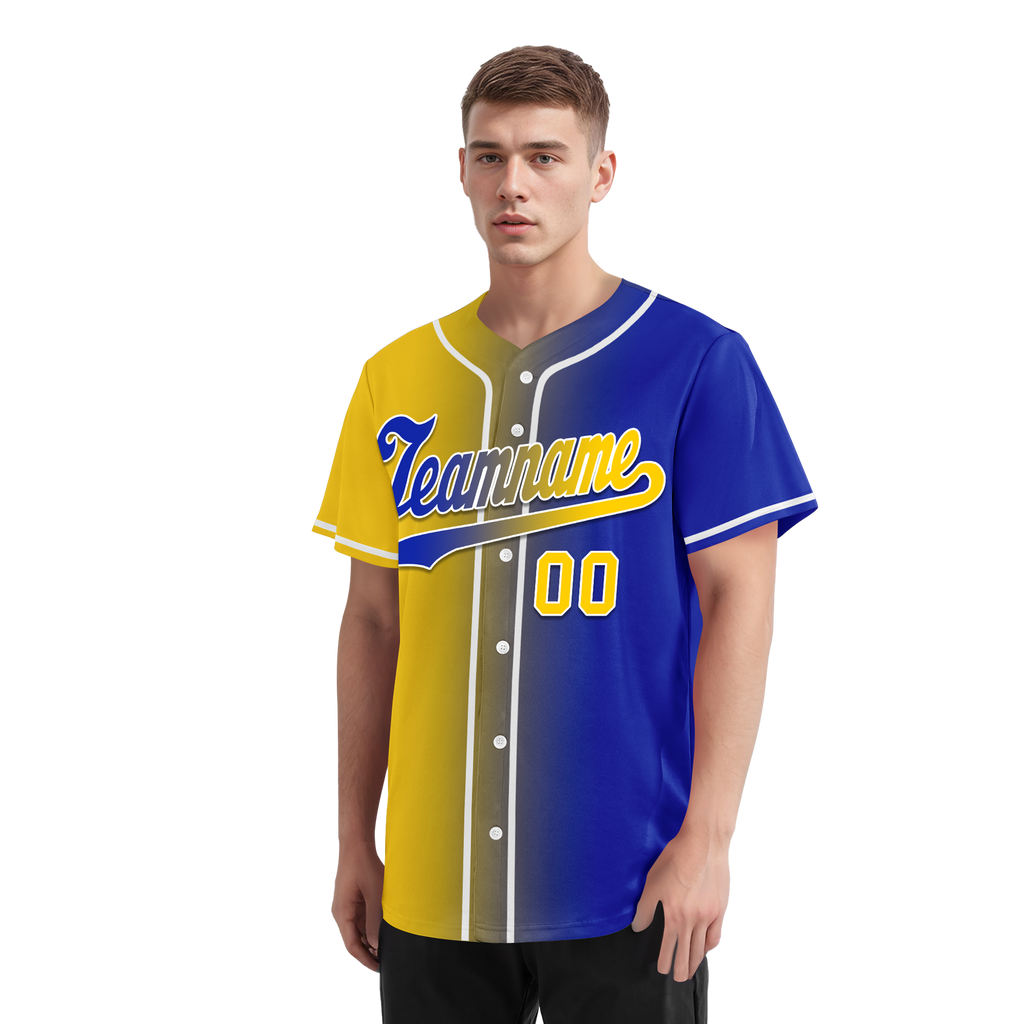 Custom Yellow Blue Gradient Fashion Personalized Authentic Baseball Jersey BSBJ01-D0a7098