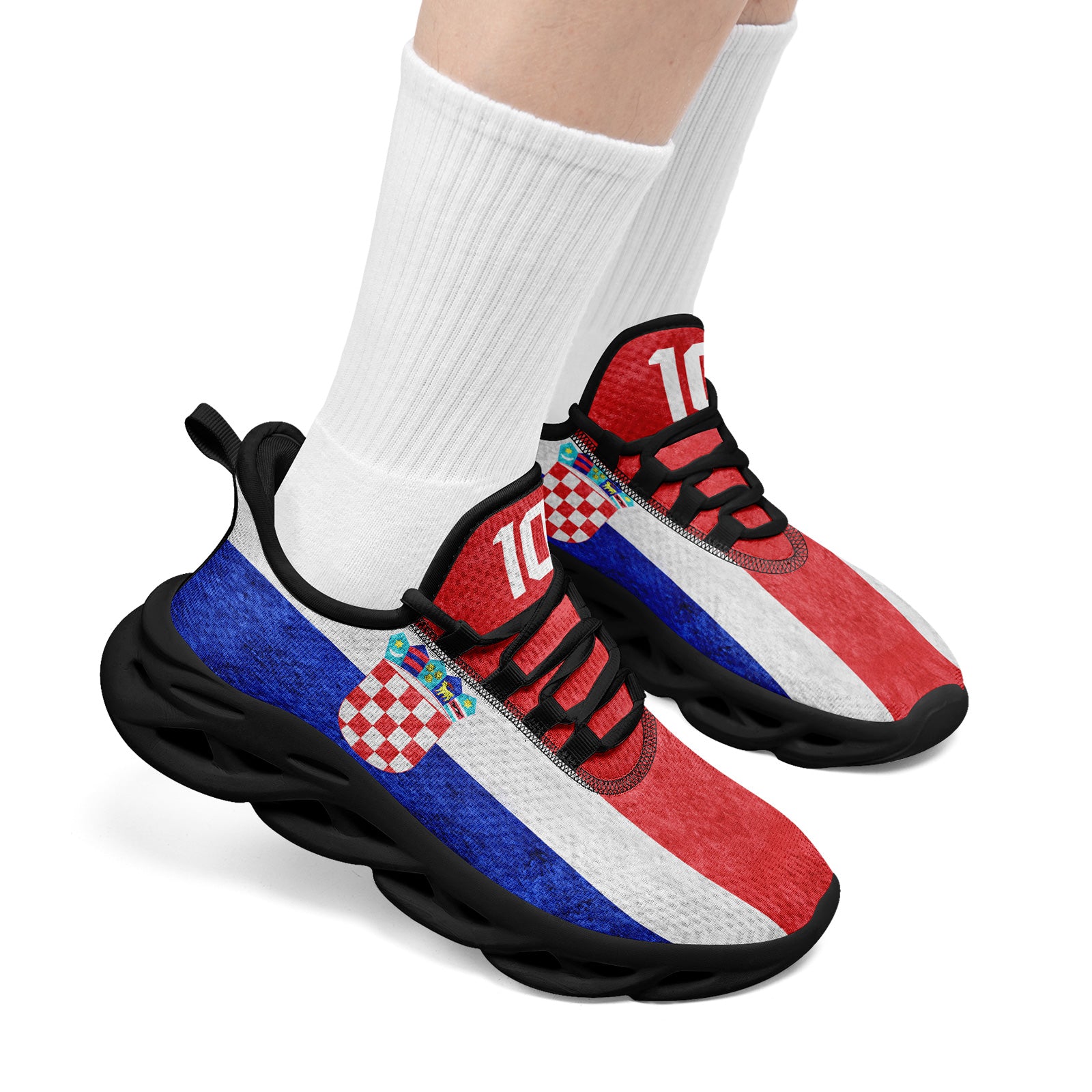 Custom Croatia 2026 World Cup Sneakers DIY Country Flag Running Shoes Lightweight Sport Shoes Gift for Football Fans Personalized Team Name and Logo FN003-F009104-2