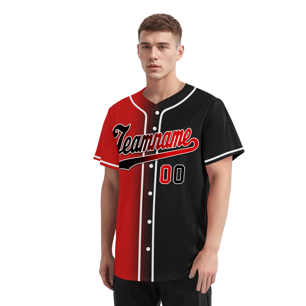 Custom Red Black Gradient Fashion Personalized Authentic Baseball Jersey BSBJ01-D0a707a