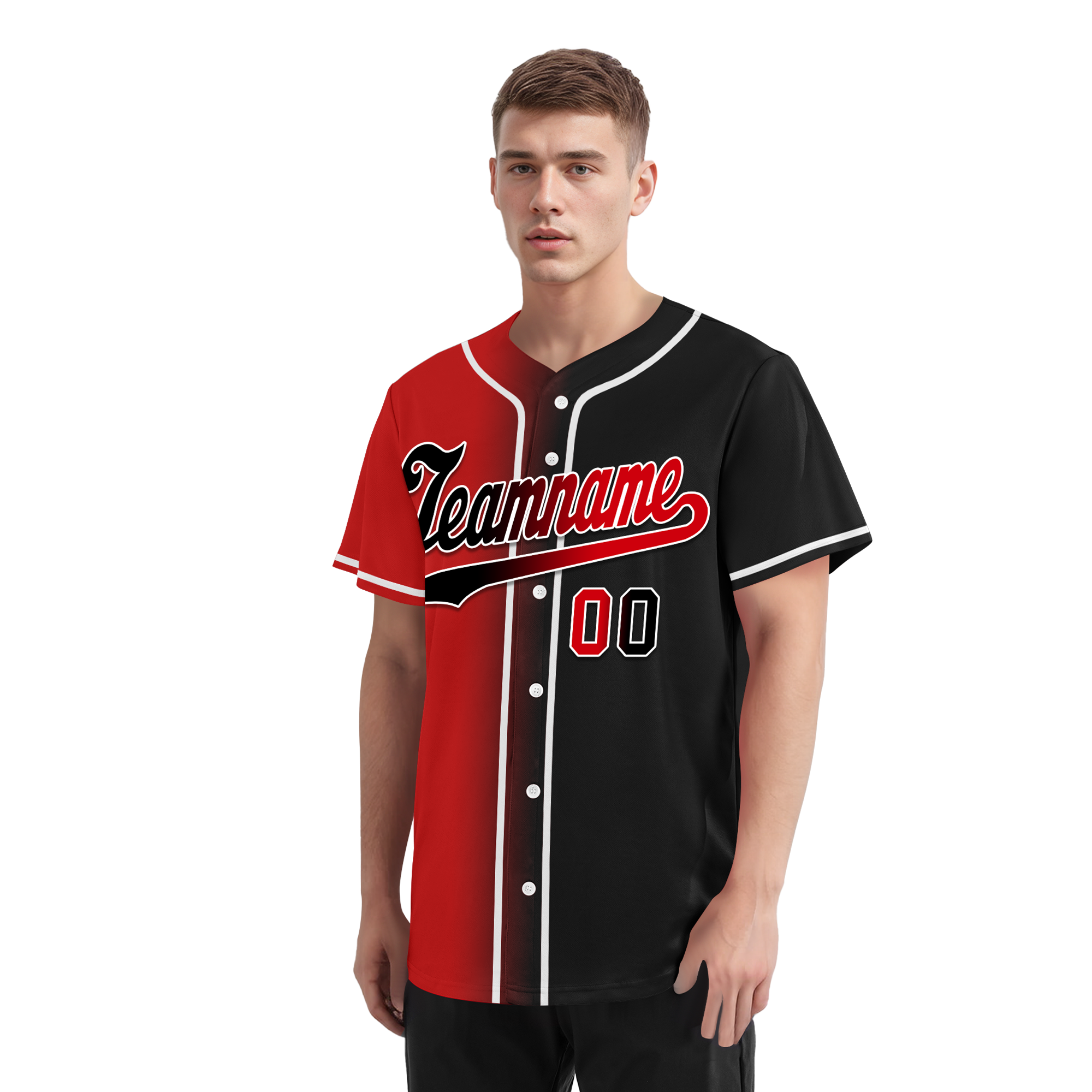 Custom Red Black Gradient Fashion Personalized Authentic Baseball Jersey BSBJ01-D0a707a