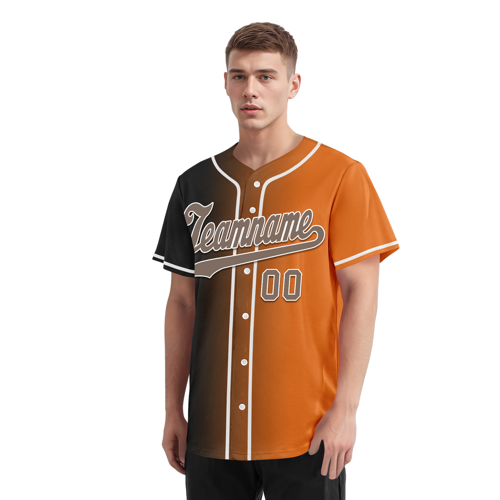 Custom Grey Orange Gradient Fashion Personalized Authentic Baseball Jersey BSBJ01-D0a7097
