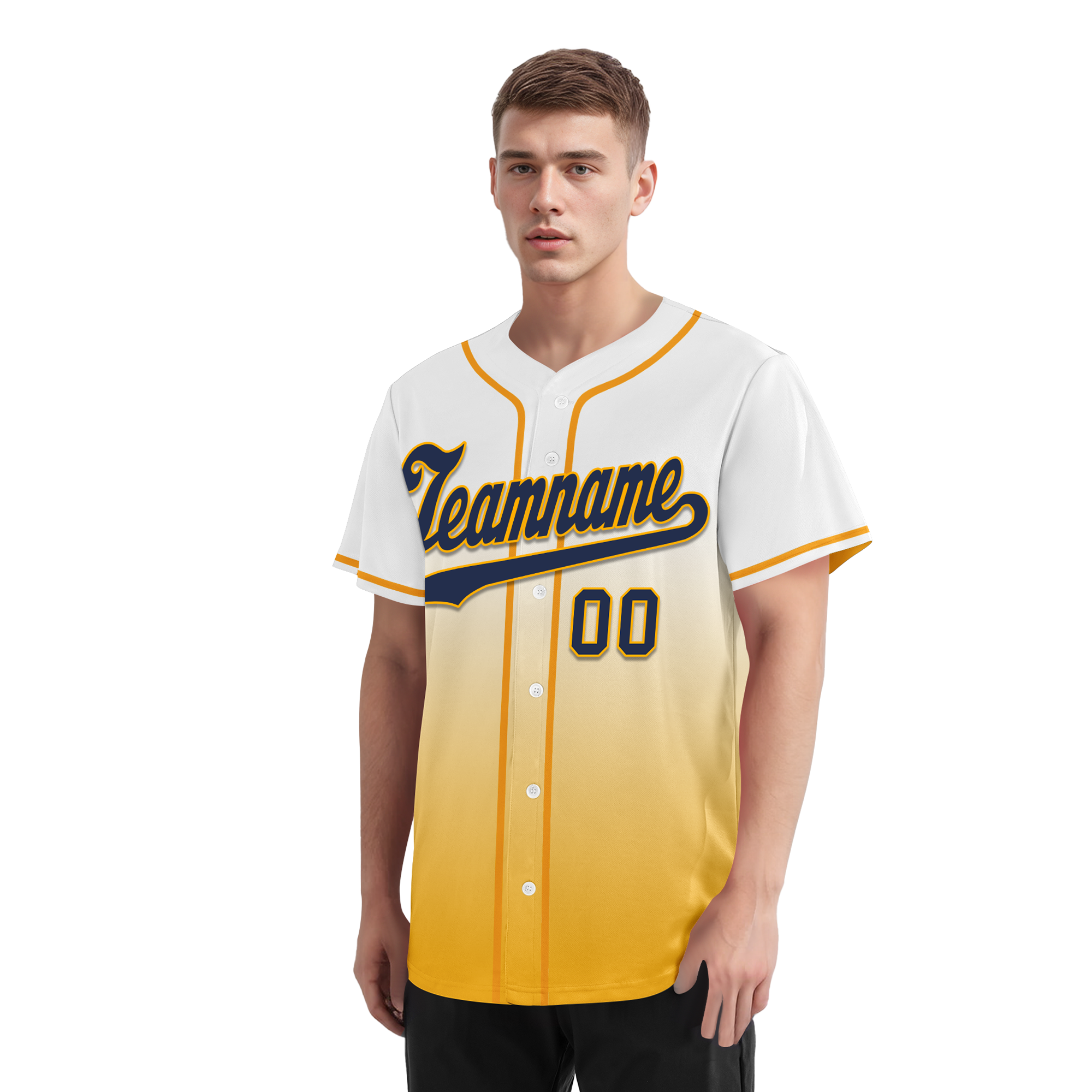 Custom White Yellow Fade Fashion Personalized Authentic Baseball Jersey BSBJ01-D0a70dc