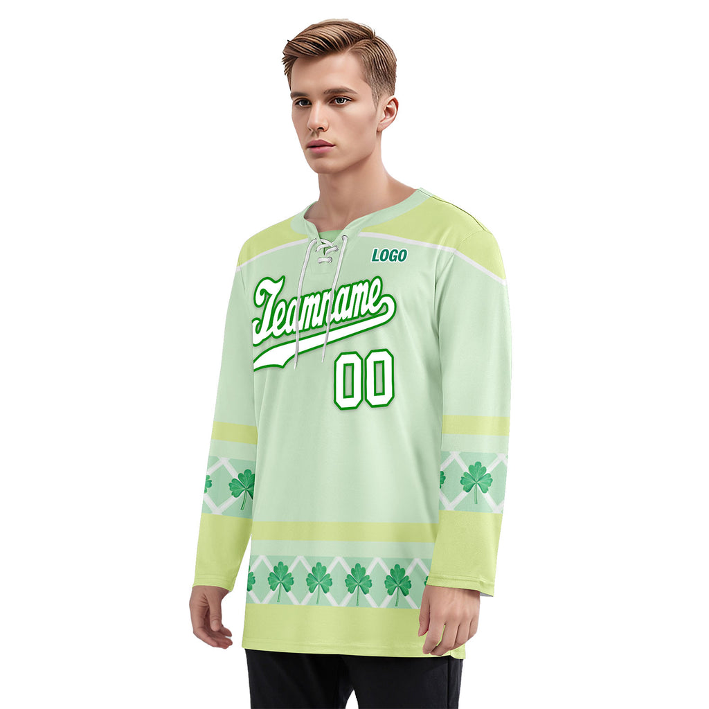 Custom Four-leaf clover Personalized Hockey Jersey HCKJ01-E0615-10