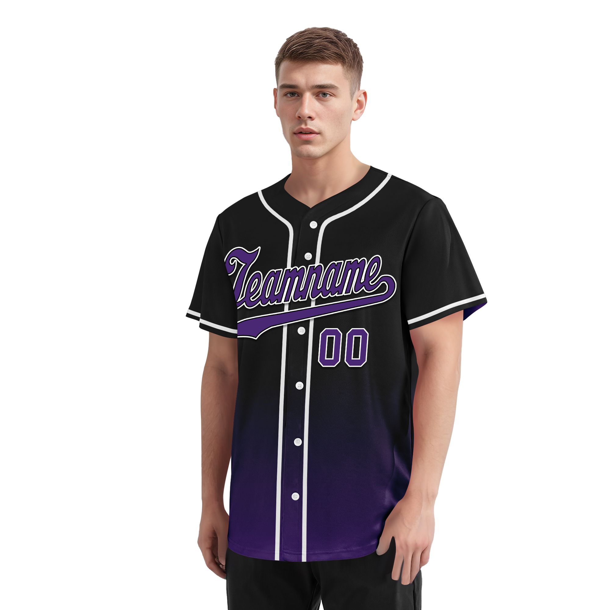 Custom Black Purple Fade Fashion Personalized Authentic Baseball Jersey BSBJ01-D0a70d0