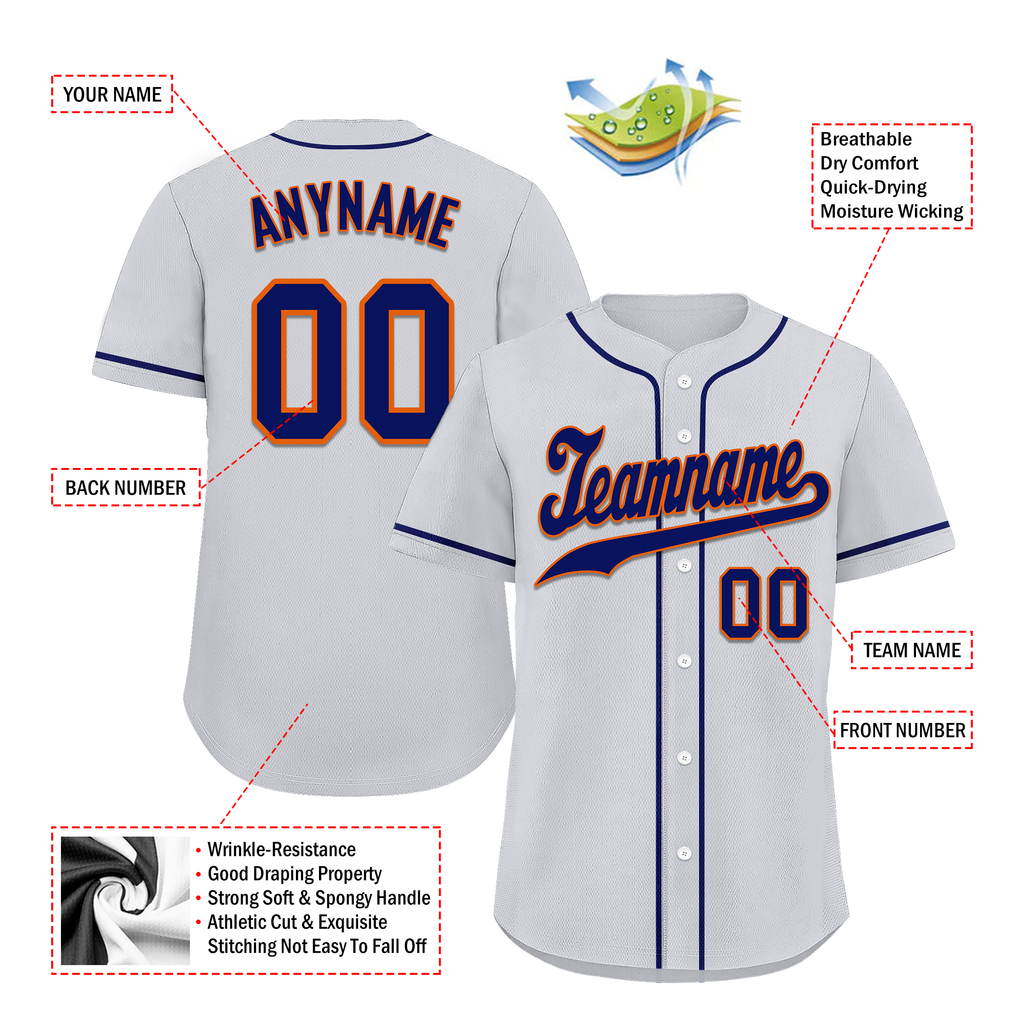 Custom Grey Classic Style Blue Personalized Authentic Baseball Jersey BSBJ01-bd0fabb