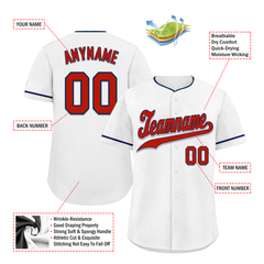 Custom White Classic Style Red Personalized Authentic Baseball Jersey BSBJ01-bd0fab8