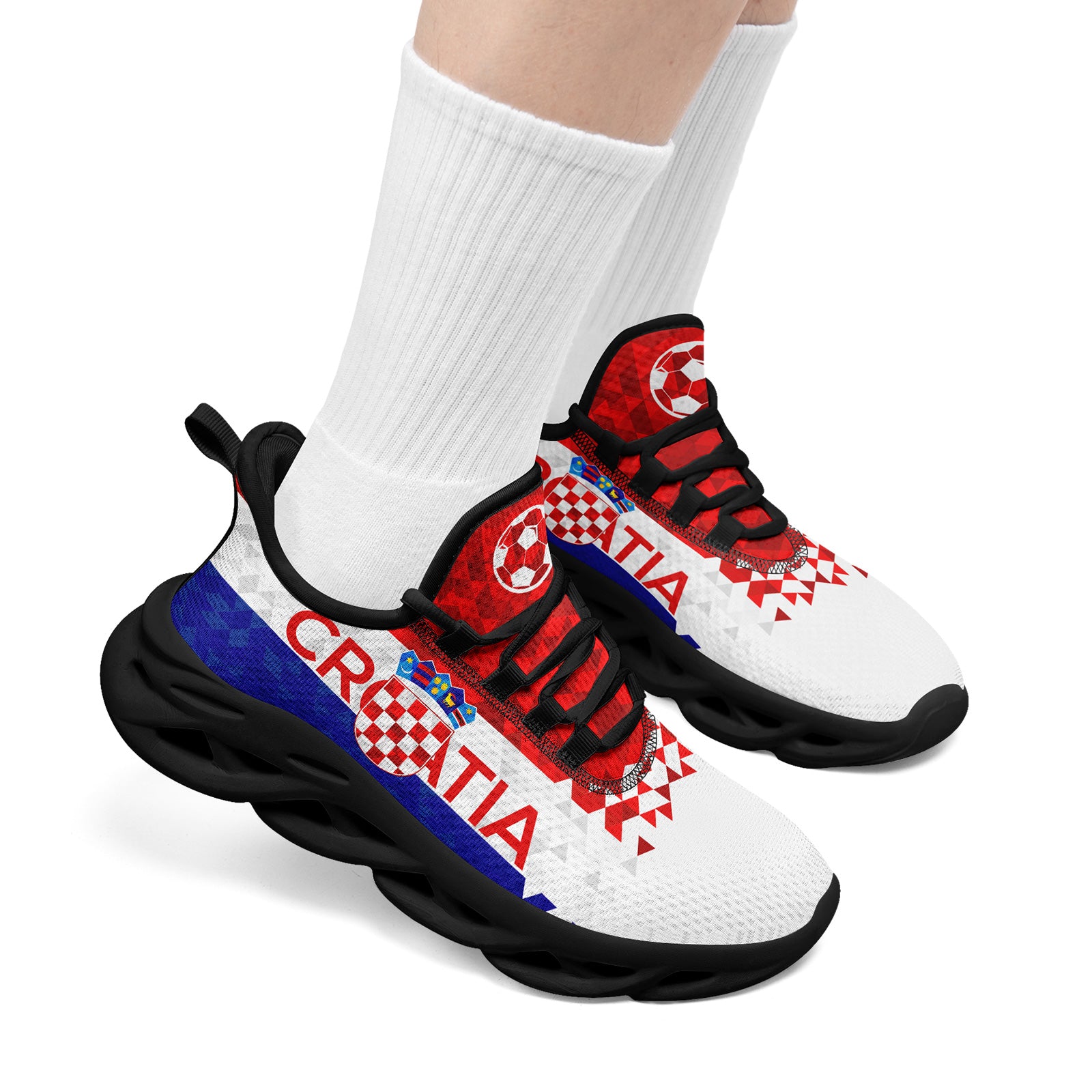 Custom Croatia 2026 World Cup Sneakers DIY Country Flag Running Shoes Lightweight Sport Shoes Gift for Football Fans Personalized Team Name and Logo FN003-F009104-4