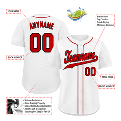 Custom White Classic Style Red Personalized Authentic Baseball Jersey BSBJ01-bd0faa0