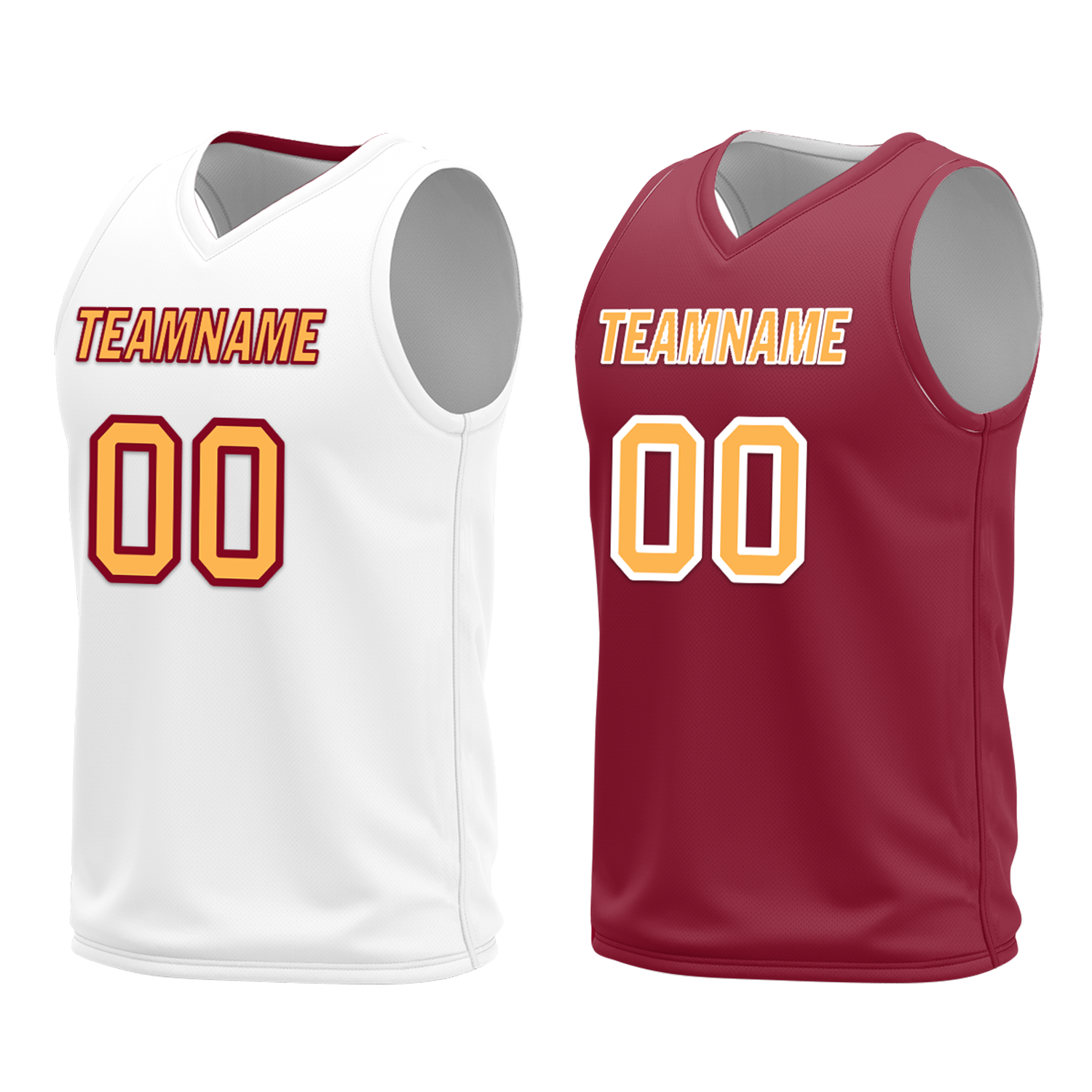 Custom White Red Classic Style Reversible Basketball Uniform Personalized COOLMAX BBJR-D017012