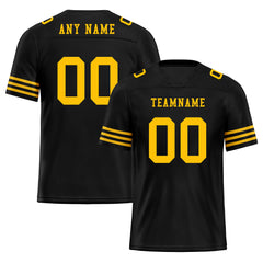 Custom Black Yellow Striped Sleeves Personalized Authentic Football Jersey FBJ02-D06040