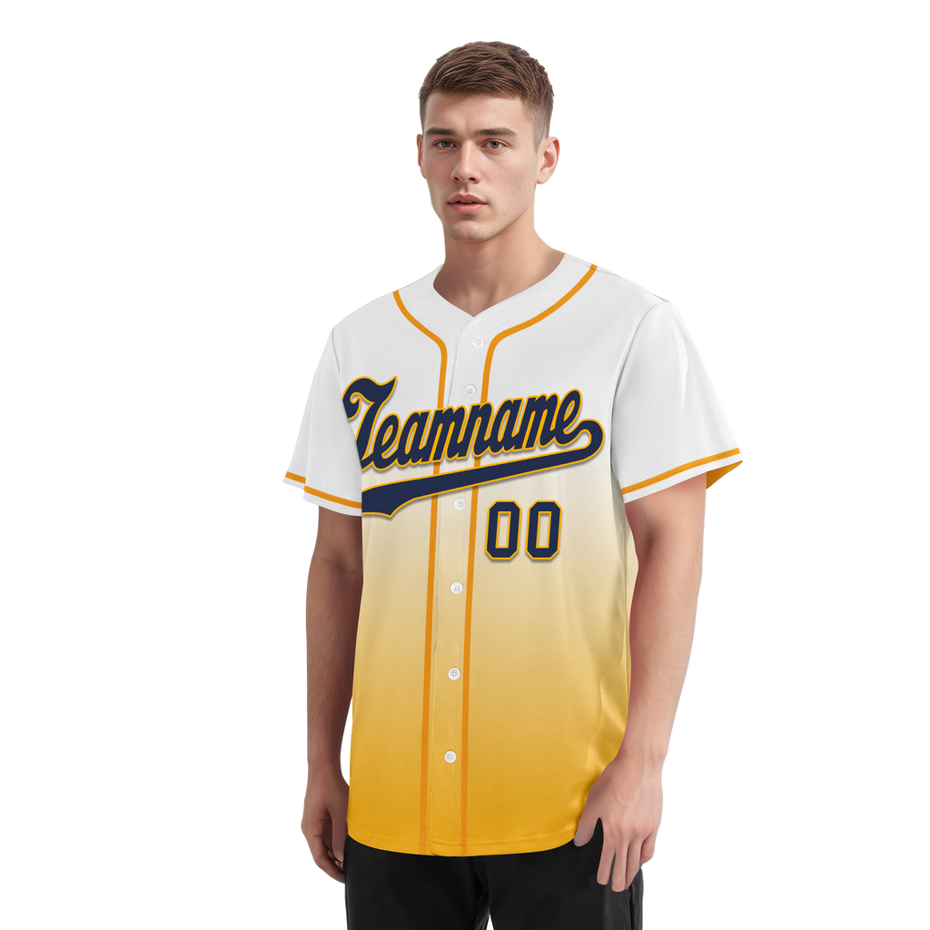 Custom White Yellow Fade Fashion Personalized Authentic Baseball Jersey BSBJ01-D0a70dc