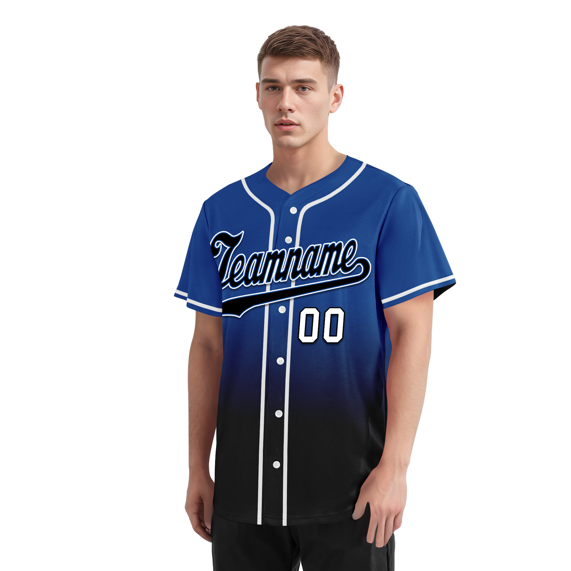 Custom Blue Black Fade Fashion Personalized Authentic Baseball Jersey BSBJ01-D0a70be