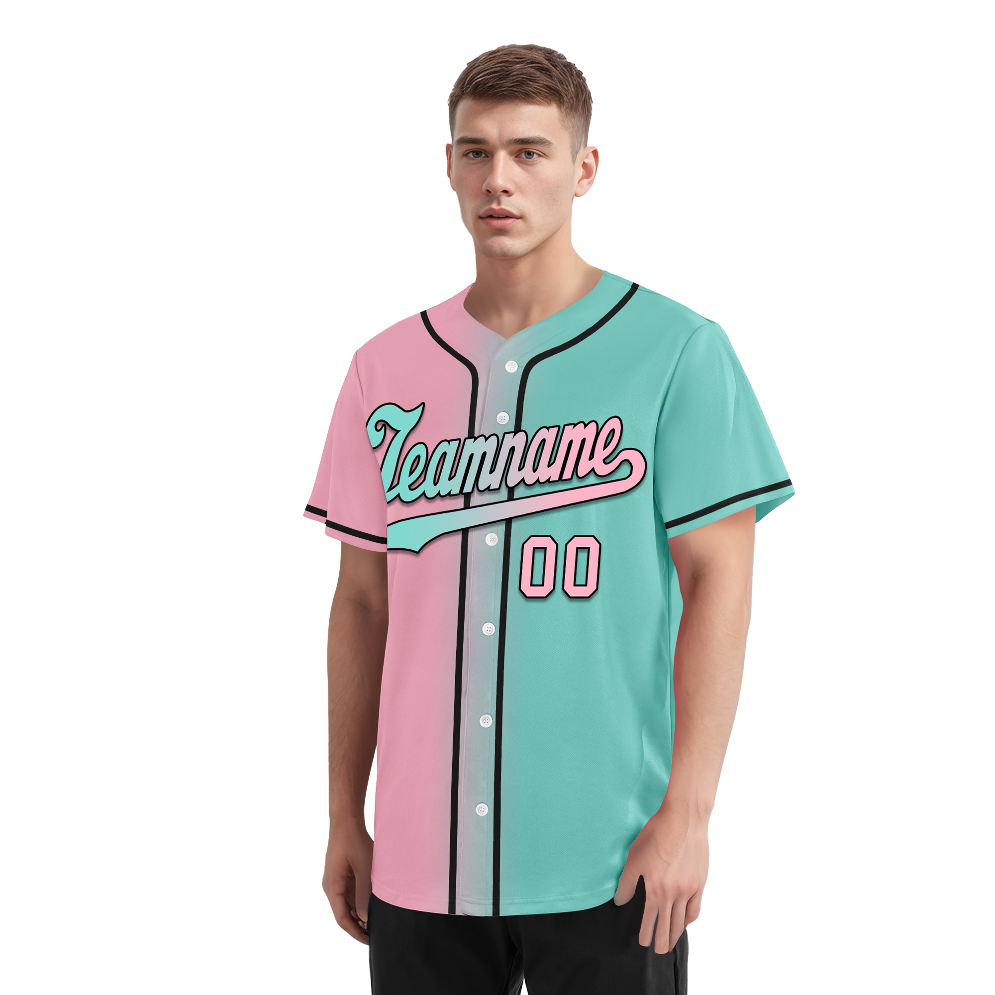 Custom Pink Cyan Gradient Fashion Personalized Authentic Baseball Jersey BSBJ01-D0a708b