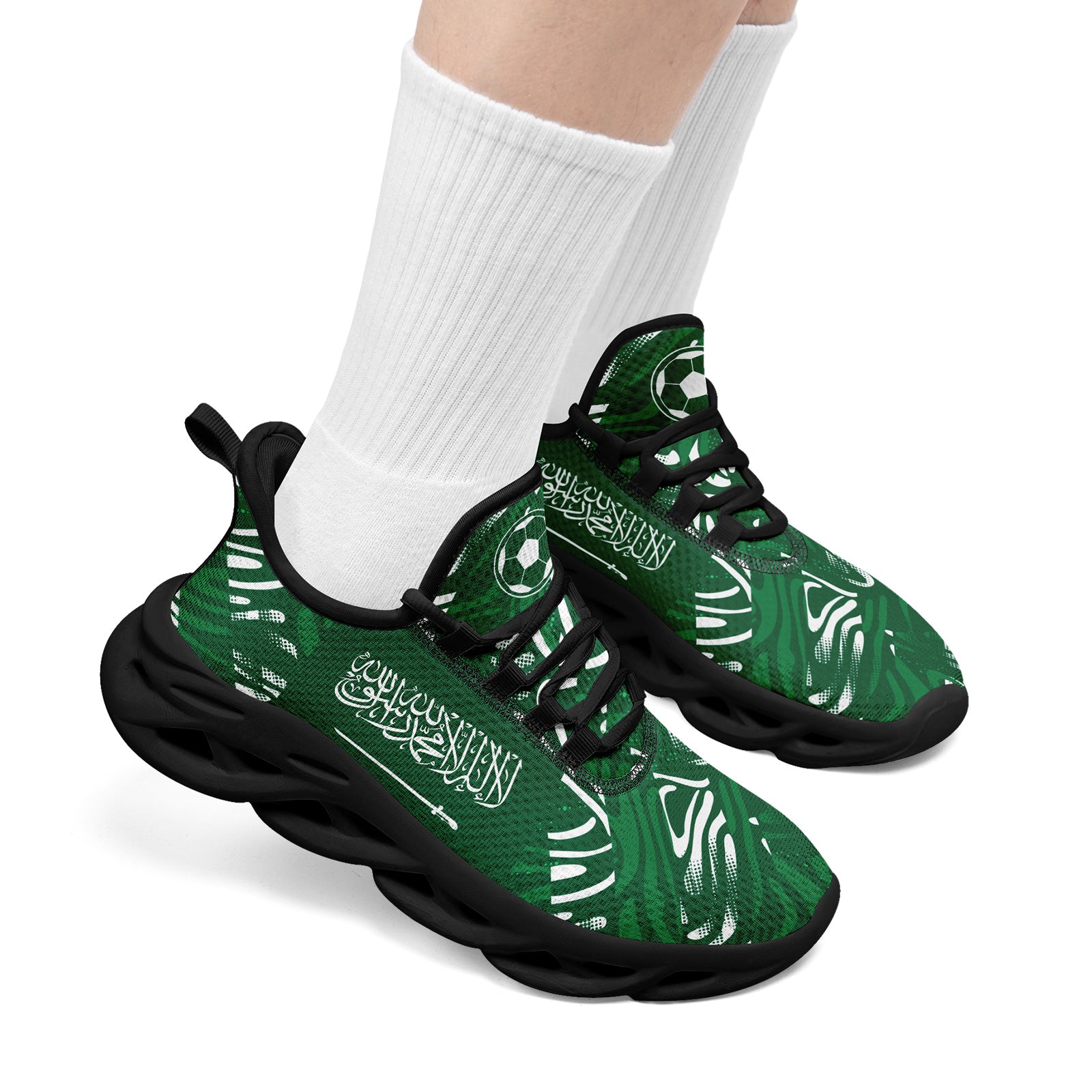 Custom Saudi Arabia 2026 World Cup Sneakers DIY Country Flag Running Shoes Lightweight Sport Shoes Gift for Football Fans Personalized Team Name and Logo FN003-F009078-2