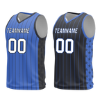 Custom Blue Black Classic Style Reversible Basketball Uniform Personalized Ordinary BBJR-D017055