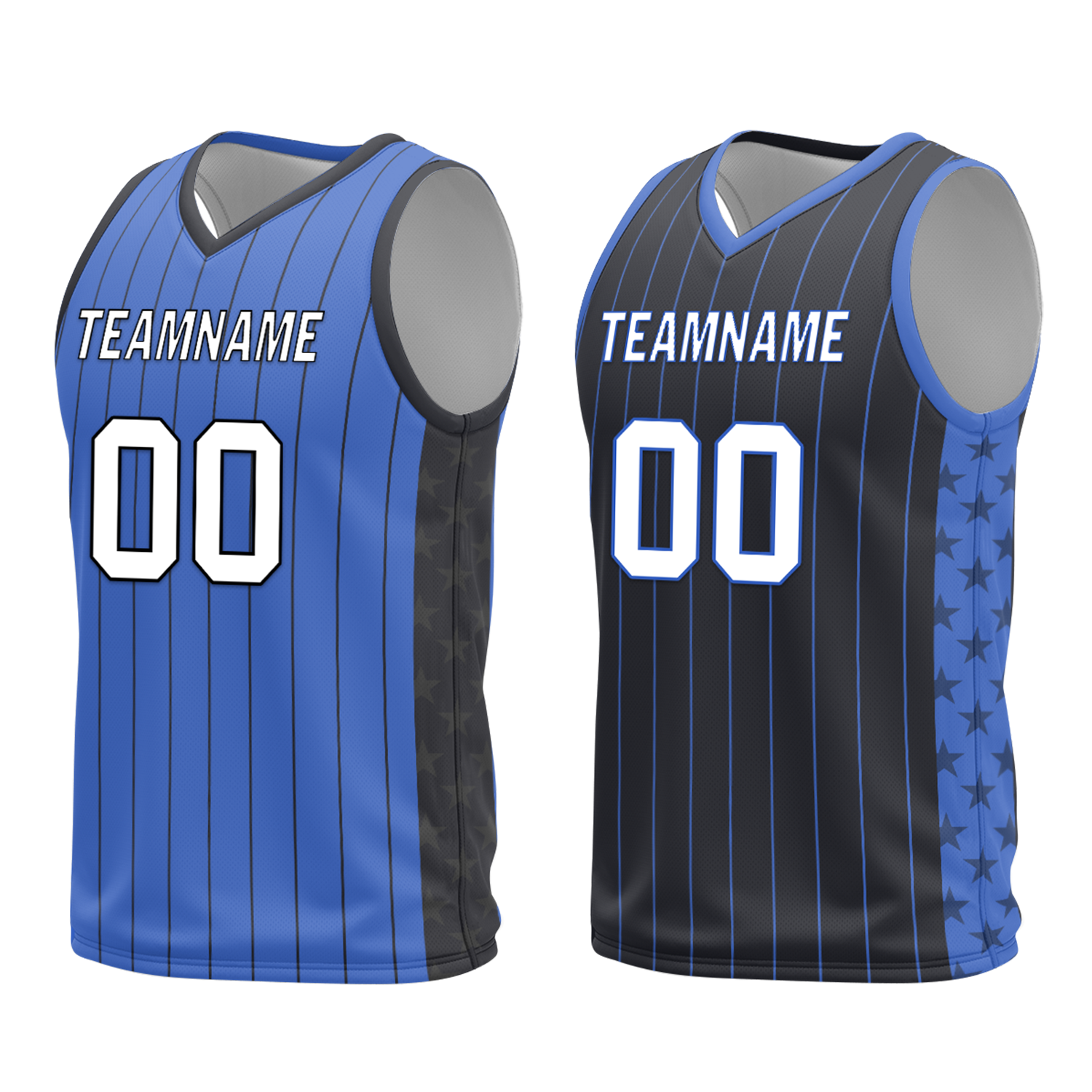 Custom Blue Black Classic Style Reversible Basketball Uniform Personalized Ordinary BBJR-D017055