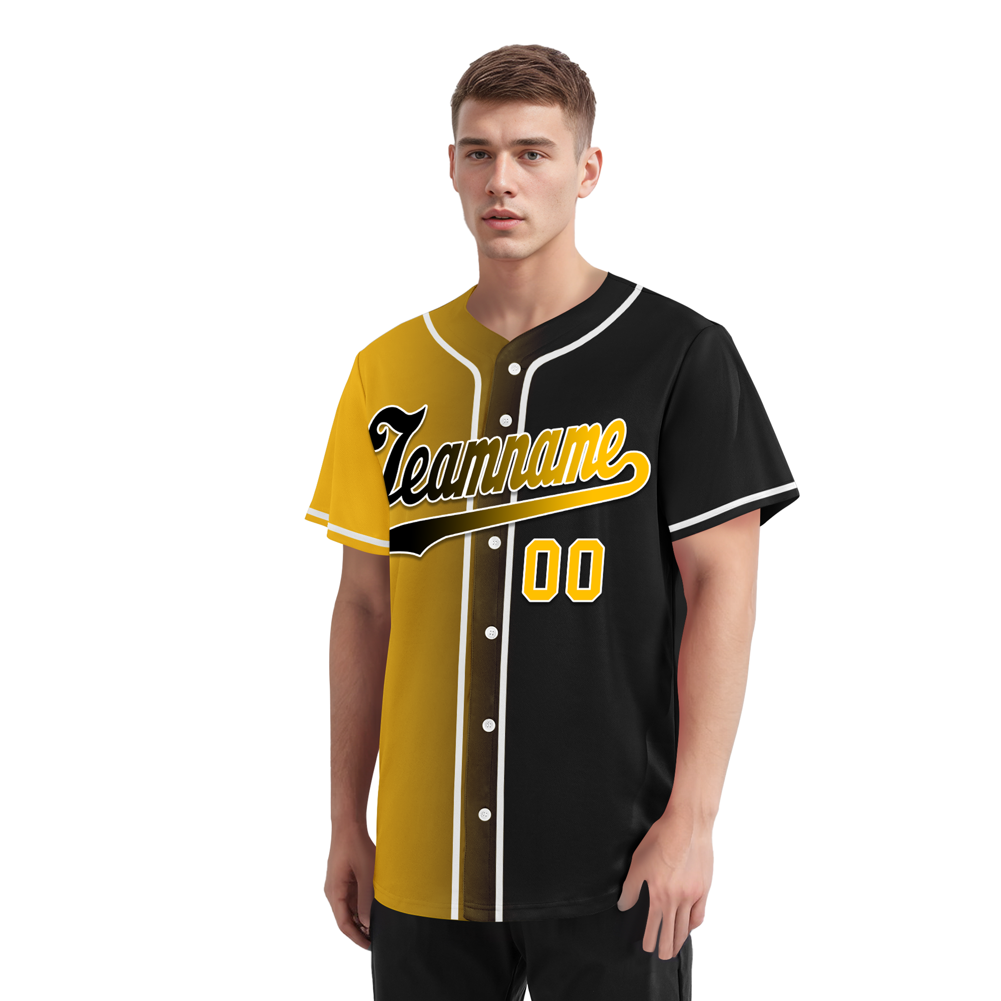 Custom Yellow Black Gradient Fashion Personalized Authentic Baseball Jersey BSBJ01-D0a7a00