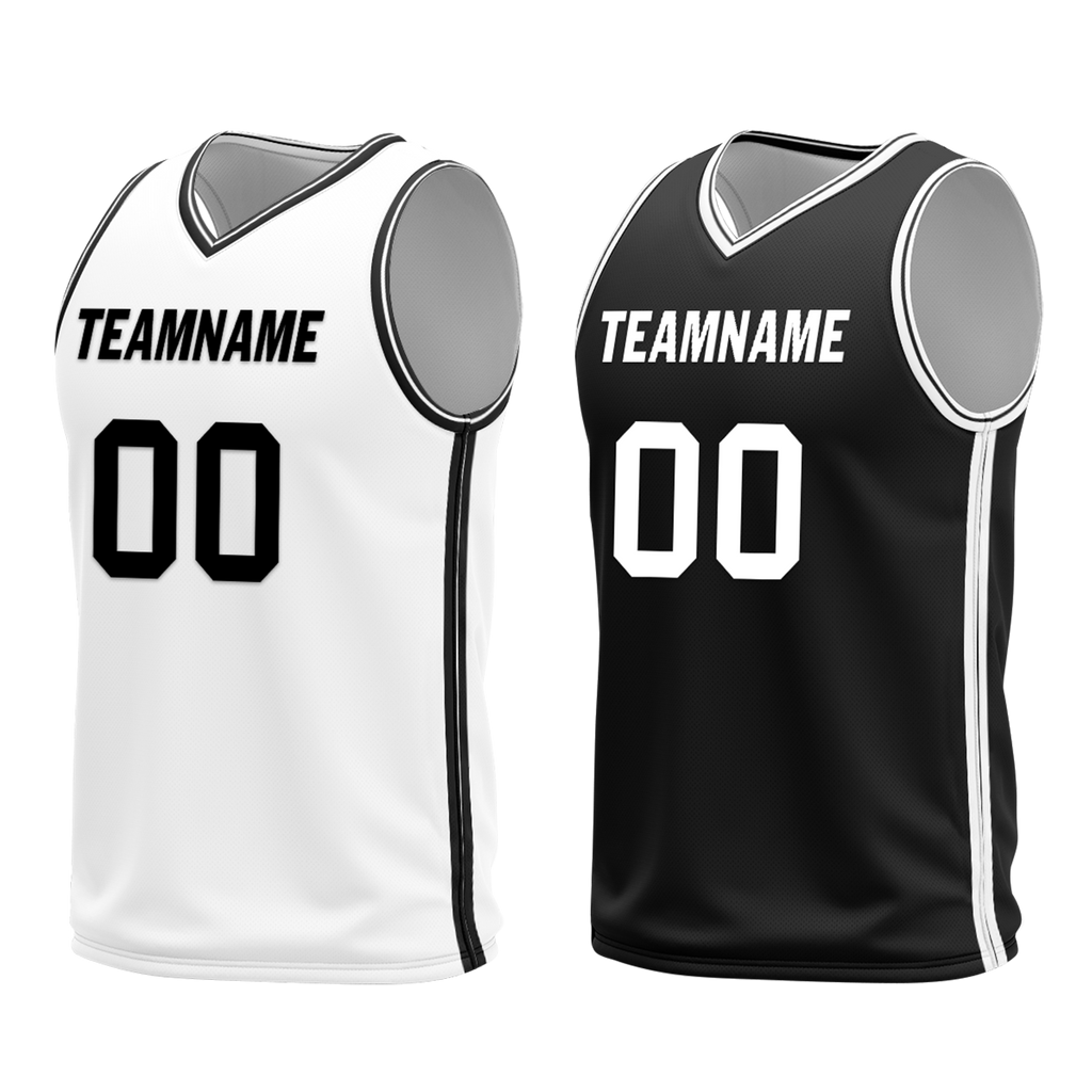Custom White Black Classic Style Reversible Basketball Uniform Personalized Ordinary BBJR-D017008